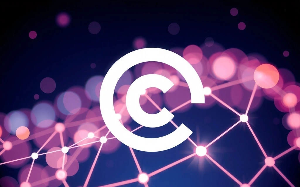 Copyright symbol with abstract digital patterns