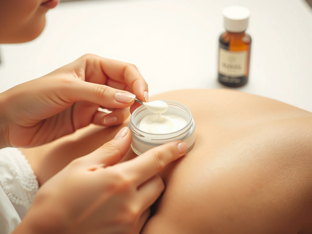 Hands gently applying a natural skincare product, emphasizing purity and care.